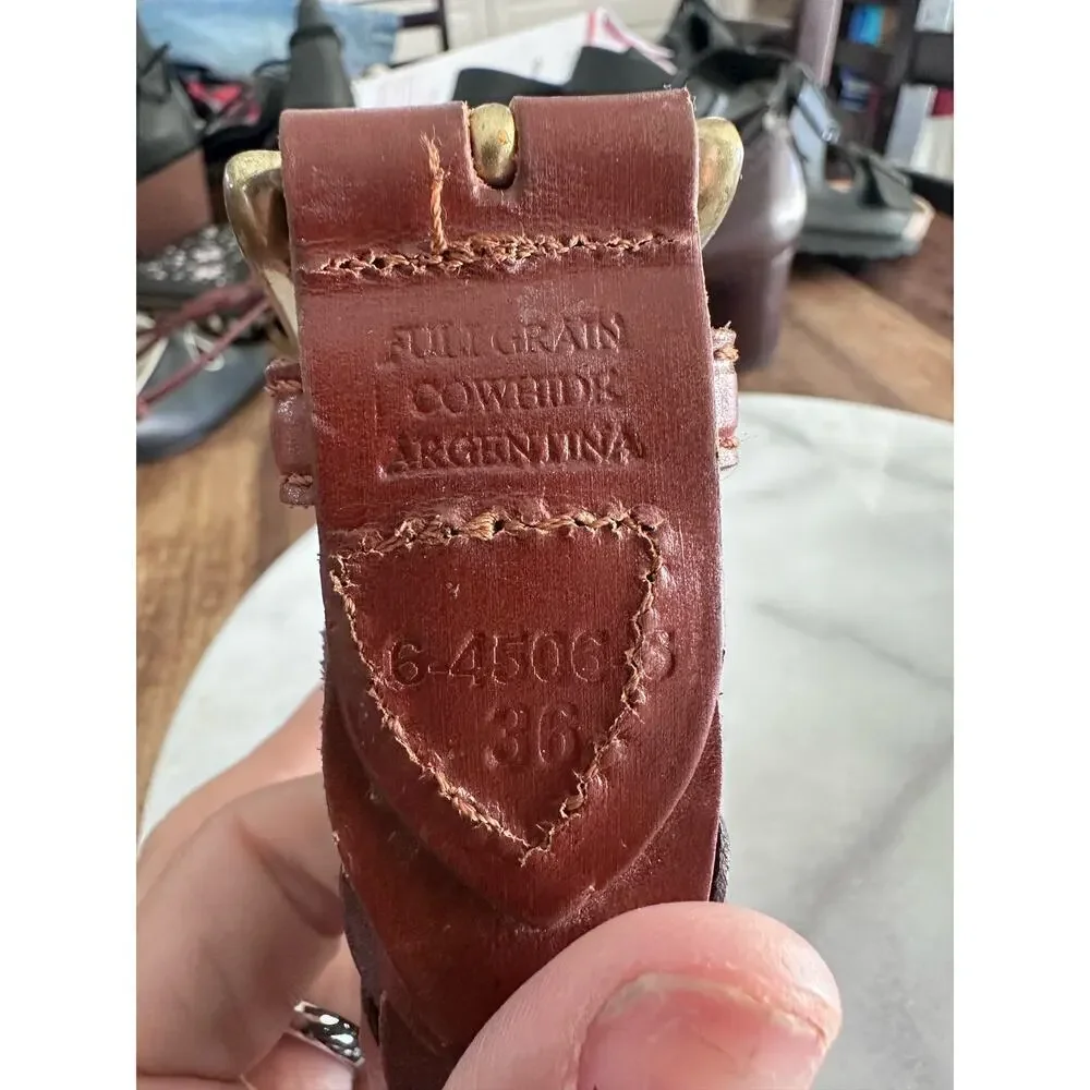 Brown Leather Full Grain Cowhide Argentina Belt Size 36